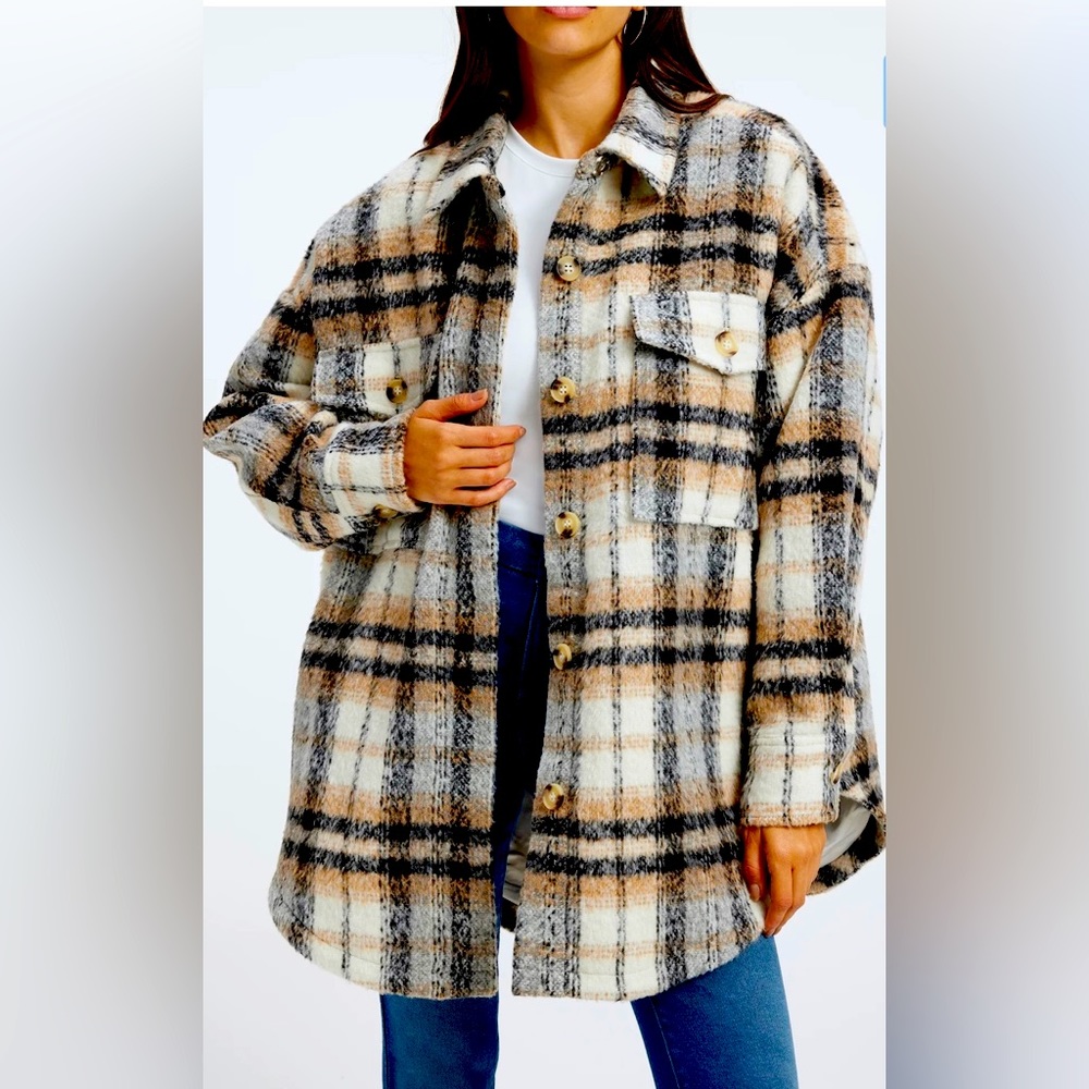 Good American Brushed Boyfriend Shacket